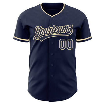 Custom Navy Cream Authentic Baseball Jersey