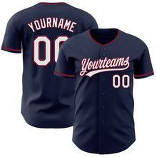 Charger l'image dans la galerie, Custom Navy White-Crimson Authentic Baseball Jersey
