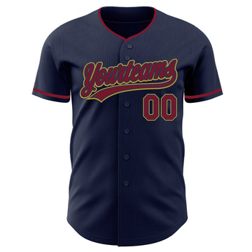 Custom Navy Crimson-Old Gold Authentic Baseball Jersey