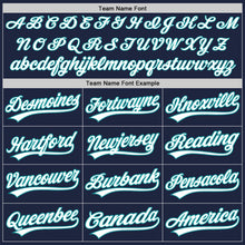 Laden Sie das Bild in den Galerie-Viewer, Custom Navy White-Teal Authentic Baseball Jersey
