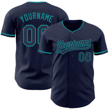 Загрузить изображение в средство просмотра галереи, Custom Navy Teal Authentic Baseball Jersey
