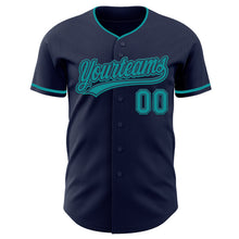 Laden Sie das Bild in den Galerie-Viewer, Custom Navy Teal Authentic Baseball Jersey
