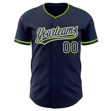 Load image into Gallery viewer, Custom Navy White-Neon Green Authentic Baseball Jersey
