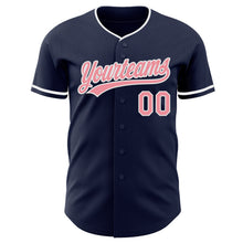 Загрузить изображение в средство просмотра галереи, Custom Navy Medium Pink-White Authentic Baseball Jersey
