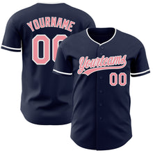 Загрузить изображение в средство просмотра галереи, Custom Navy Medium Pink-White Authentic Baseball Jersey
