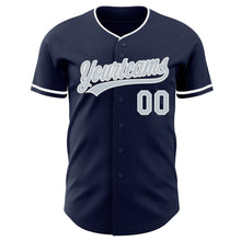 Load image into Gallery viewer, Custom Navy Silver-White Authentic Baseball Jersey
