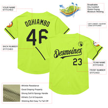 Load image into Gallery viewer, Custom Neon Green Black Mesh Authentic Throwback Baseball Jersey
