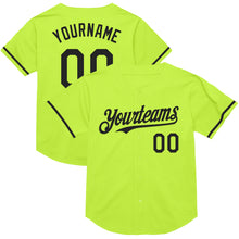 Load image into Gallery viewer, Custom Neon Green Black Mesh Authentic Throwback Baseball Jersey
