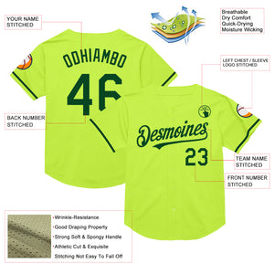 Custom Neon Green Green Mesh Authentic Throwback Baseball Jersey