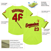 Load image into Gallery viewer, Custom Neon Green Red-Black Mesh Authentic Throwback Baseball Jersey
