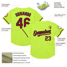 Load image into Gallery viewer, Custom Neon Green Crimson-Black Mesh Authentic Throwback Baseball Jersey
