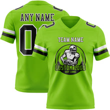 Load image into Gallery viewer, Custom Neon Green Black-White Authentic Football Jersey
