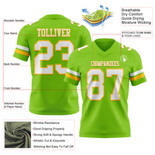 Загрузить изображение в средство просмотра галереи, Custom Neon Green White-Gold Mesh Authentic Football Jersey
