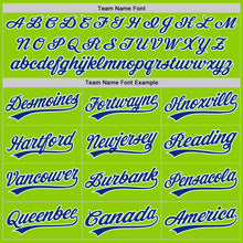 Load image into Gallery viewer, Custom Stitched Neon Green Royal-White Baseball Pullover Sweatshirt Hoodie
