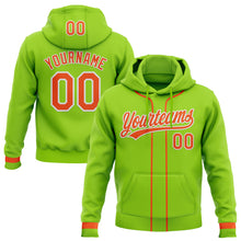 Load image into Gallery viewer, Custom Stitched Neon Green Orange-White Baseball Pullover Sweatshirt Hoodie
