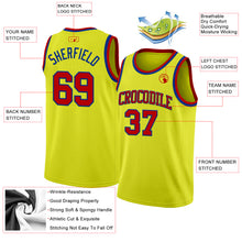 Laden Sie das Bild in den Galerie-Viewer, Custom Neon Yellow Red-Royal Authentic Basketball Jersey
