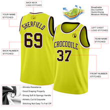Charger l&#39;image dans la galerie, Custom Neon Yellow Brown-White Authentic Basketball Jersey

