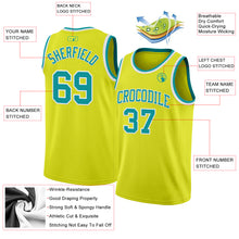 Charger l&#39;image dans la galerie, Custom Neon Yellow Teal-White Authentic Basketball Jersey
