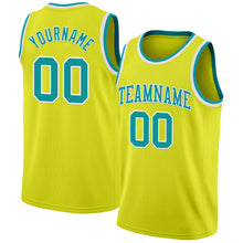 Charger l&#39;image dans la galerie, Custom Neon Yellow Teal-White Authentic Basketball Jersey
