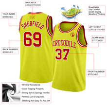 Charger l&#39;image dans la galerie, Custom Neon Yellow Red-White Authentic Basketball Jersey
