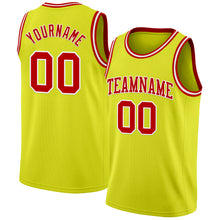 Charger l&#39;image dans la galerie, Custom Neon Yellow Red-White Authentic Basketball Jersey
