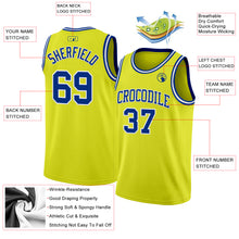 Charger l&#39;image dans la galerie, Custom Neon Yellow Royal-White Authentic Basketball Jersey
