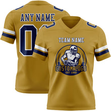 Laden Sie das Bild in den Galerie-Viewer, Custom Old Gold Navy-White Authentic Football Jersey
