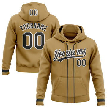 Custom Stitched Old Gold Black-White Baseball Pullover Sweatshirt Hoodie