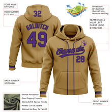 Load image into Gallery viewer, Custom Stitched Old Gold Purple-Black Baseball Pullover Sweatshirt Hoodie
