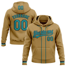 Load image into Gallery viewer, Custom Stitched Old Gold Teal-Black Baseball Pullover Sweatshirt Hoodie
