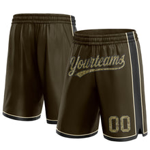 Load image into Gallery viewer, Custom Olive Camo Cream-Black Authentic Salute To Service Basketball Shorts
