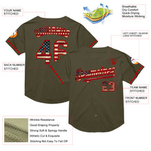 Load image into Gallery viewer, Custom Olive Vintage USA Flag-Red Mesh Authentic Throwback Salute To Service Baseball Jersey
