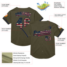 Load image into Gallery viewer, Custom Olive Vintage USA Flag-Navy Mesh Authentic Throwback Salute To Service Baseball Jersey
