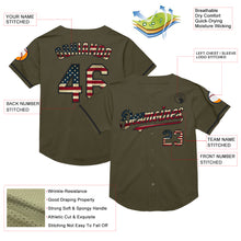 Load image into Gallery viewer, Custom Olive Vintage USA Flag-Black Mesh Authentic Throwback Salute To Service Baseball Jersey
