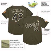 Load image into Gallery viewer, Custom Olive Black-Cream Mesh Authentic Throwback Salute To Service Baseball Jersey
