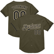 Load image into Gallery viewer, Custom Olive Black-Cream Mesh Authentic Throwback Salute To Service Baseball Jersey
