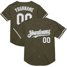 Load image into Gallery viewer, Custom Olive White-Gray Mesh Authentic Throwback Salute To Service Baseball Jersey
