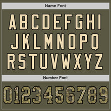 Load image into Gallery viewer, Custom Olive Camo Black-Cream Mesh Authentic Throwback Salute To Service Football Jersey
