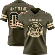 Load image into Gallery viewer, Custom Olive Vintage USA Flag-Cream Authentic Salute To Service Football Jersey
