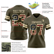 Load image into Gallery viewer, Custom Olive Vintage USA Flag-Cream Authentic Salute To Service Football Jersey
