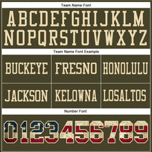 Load image into Gallery viewer, Custom Olive Vintage USA Flag-Cream Authentic Salute To Service Football Jersey
