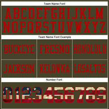 Load image into Gallery viewer, Custom Olive Vintage USA Flag-Red Authentic Salute To Service Football Jersey

