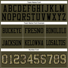 Load image into Gallery viewer, Custom Olive Camo-Black Authentic Salute To Service Football Jersey
