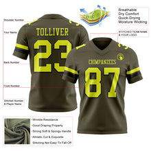 Load image into Gallery viewer, Custom Olive Neon Yellow-Black Authentic Salute To Service Football Jersey
