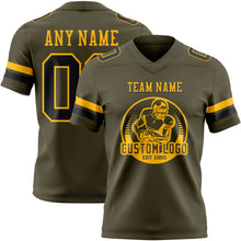 Load image into Gallery viewer, Custom Olive Black-Gold Authentic Salute To Service Football Jersey
