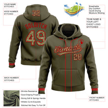 Load image into Gallery viewer, Custom Stitched Olive Camo-Red Baseball Pullover Sweatshirt Hoodie
