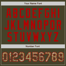 Load image into Gallery viewer, Custom Stitched Olive Camo-Red Baseball Pullover Sweatshirt Hoodie
