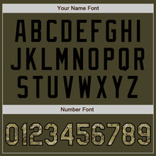 Load image into Gallery viewer, Custom Stitched Olive Camo-Black Baseball Pullover Sweatshirt Hoodie
