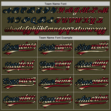 Load image into Gallery viewer, Custom Stitched Olive Vintage USA Flag-Black Baseball Pullover Sweatshirt Hoodie
