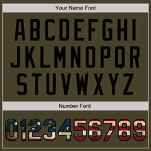 Load image into Gallery viewer, Custom Stitched Olive Vintage USA Flag-Black Baseball Pullover Sweatshirt Hoodie
